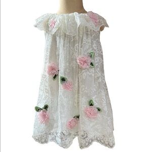 BISCOTTI BABY GIRL OFF WHITE LACE DRESS SIZE 18 MONTHS